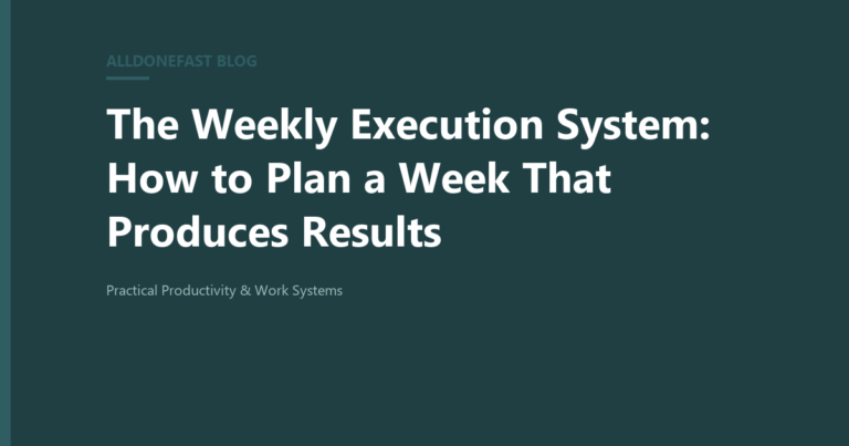The Weekly Execution System: How to Plan a Week That Produces Results